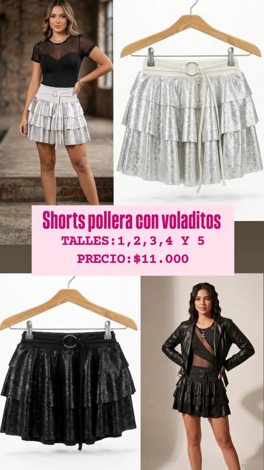Short Pollera Volado T. 1  al 5 - Imagen 2