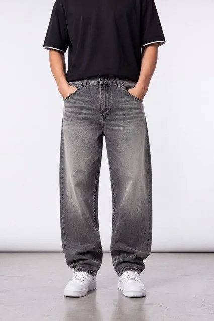 Pantalon Rijido Jeans Baggy en Color Gris