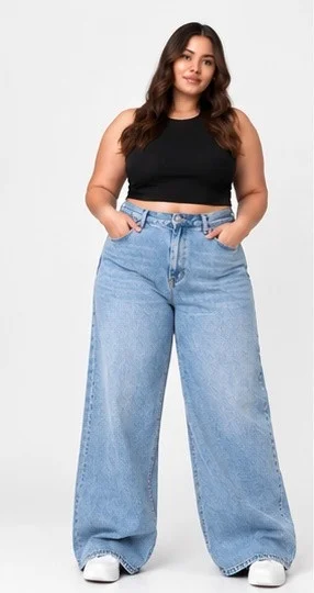 Wideleg Súper Plus Size 56 al 62 Celeste