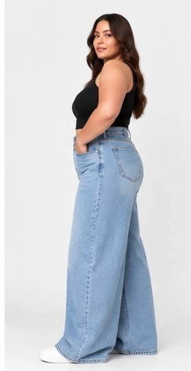 Wideleg Súper Plus Size 56 al 62 Celeste - Imagen 2