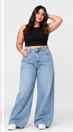 Wideleg Súper Plus Size 56 al 62 Celeste - Imagen 4