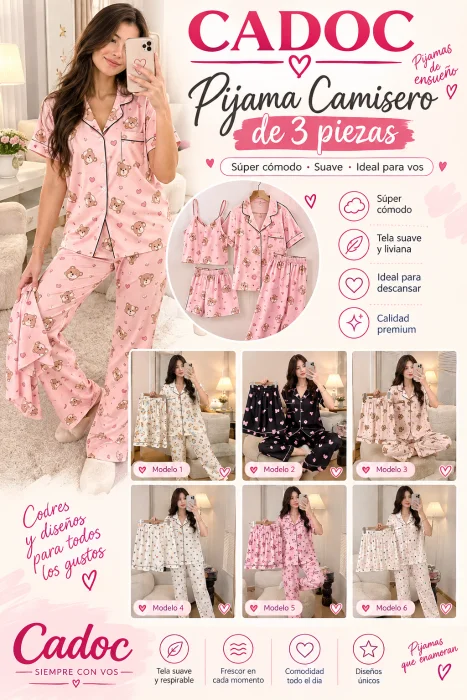 Pijama Camisero 3 Piezas