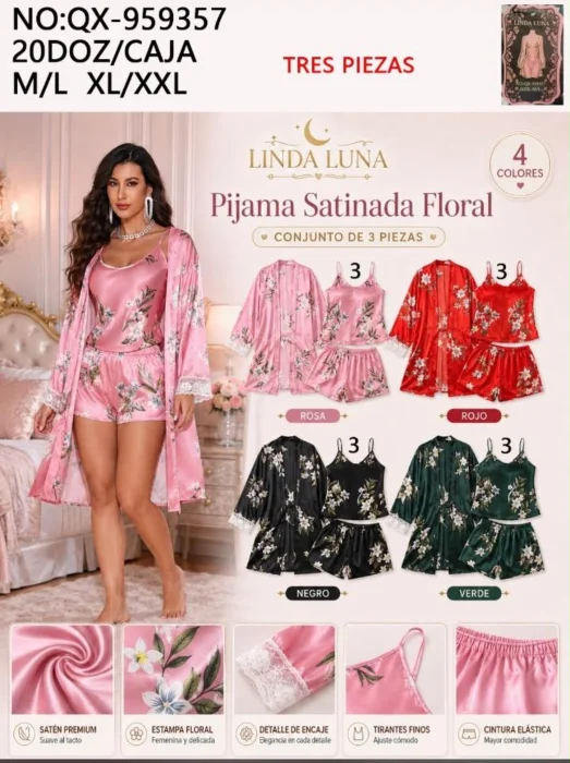 Pijama Satén 3 Piezas