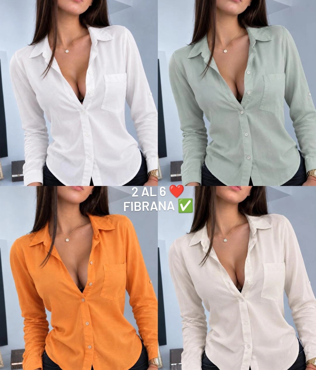 Camisa Fibrana Camisa de Mujer Camisa Casual Camisa Uniforme - Imagen 3