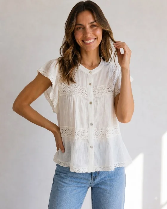 (em4733) Importado Camisa Cuello Mao Manga Voaldo T135