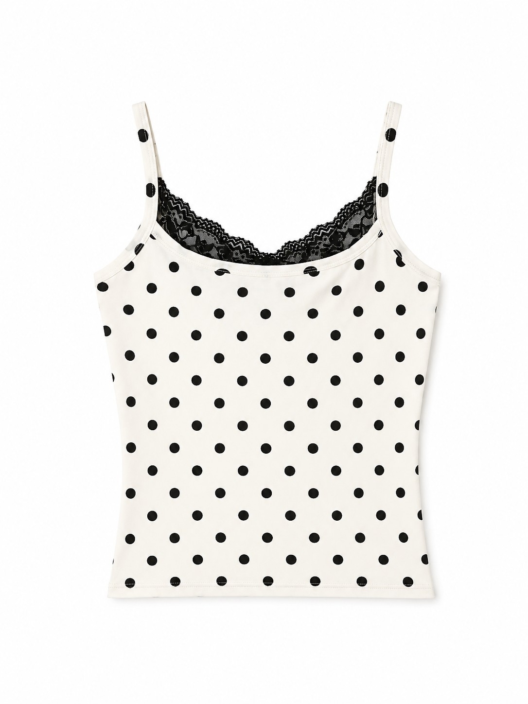 (dv4755) Musculosa Algodon Lunares Puntilla - Imagen 2