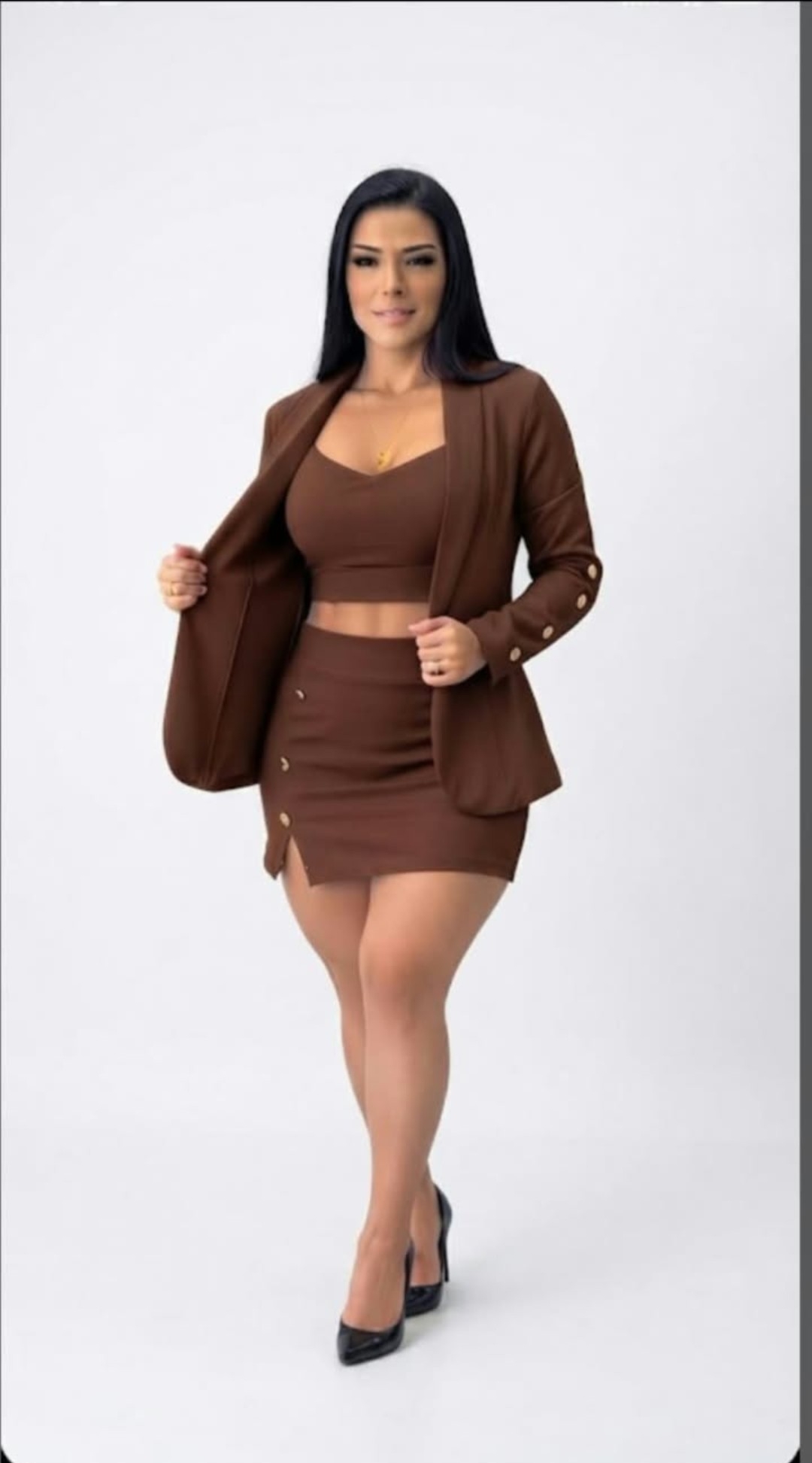 Conjunto Tres Piezas Short Pollera - Imagen 2