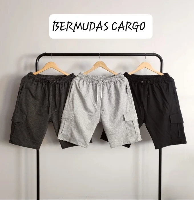 Bermudas Cargo Rustico/ con Cierre en Bolsillos