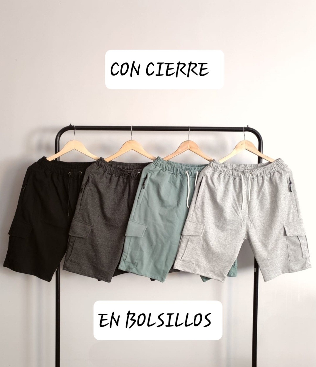 Bermudas Cargo Rustico/ con Cierre en Bolsillos - Imagen 2