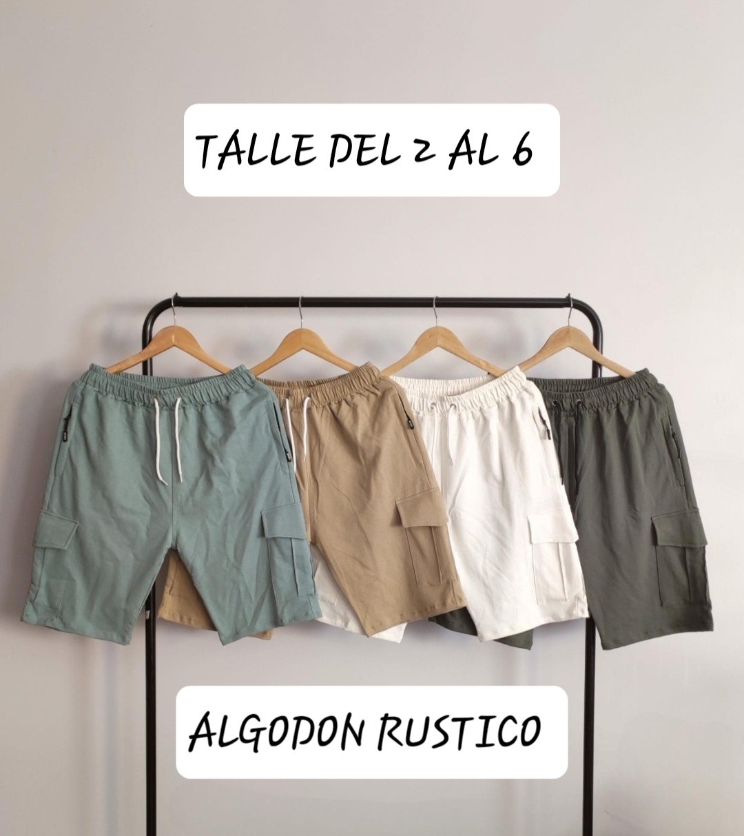 Bermudas Cargo Rustico/ con Cierre en Bolsillos - Imagen 3