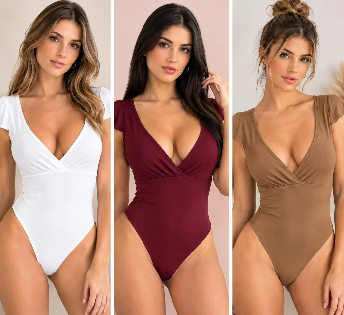 Body Mujer Escote V con Volado Talle Unico (artículo 188)