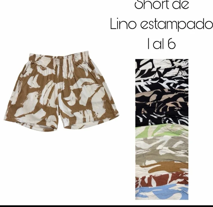 Short de  Lino Estampado por Pedido y Curva