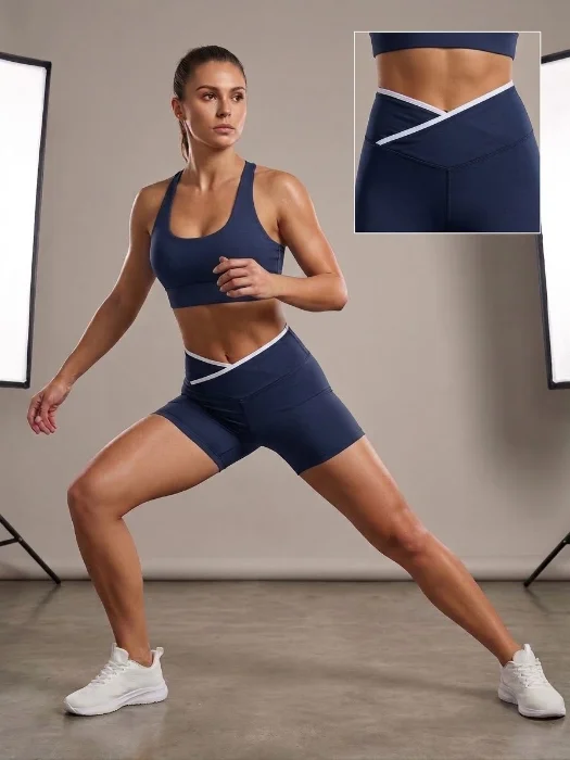 Short Corazon Azul Marino Cintura Cruzada