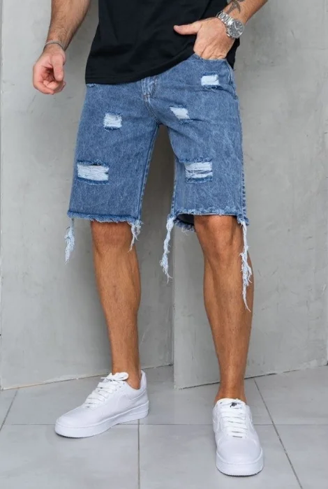 Bermudas Jeans Mom con Roturas Desflecado