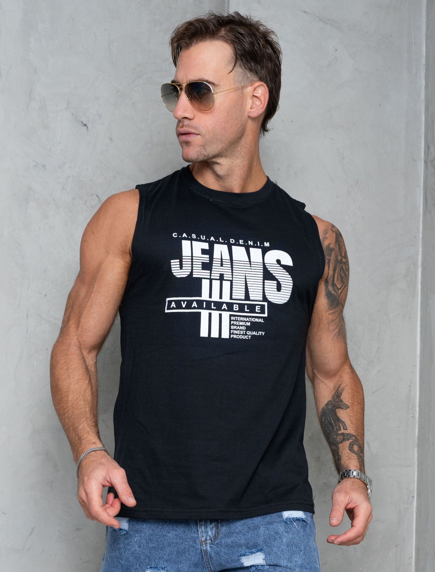 Musculosas Manga Americana Algodón Peinado - Imagen 2