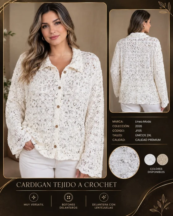Cardigan Tejido a Crochet Jf05