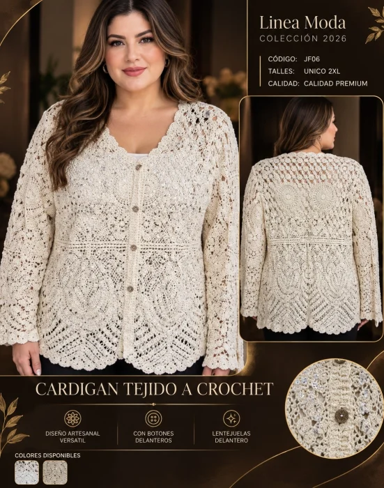 Cardigan Tejido a Crochet Fj06
