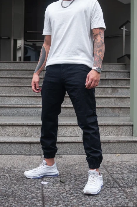 Joguers Mom Negro Liso Gabardina Rigida