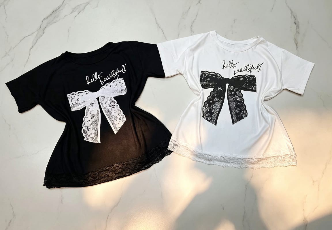 Remera de Algodón Peinado con Encaje - Imagen 2