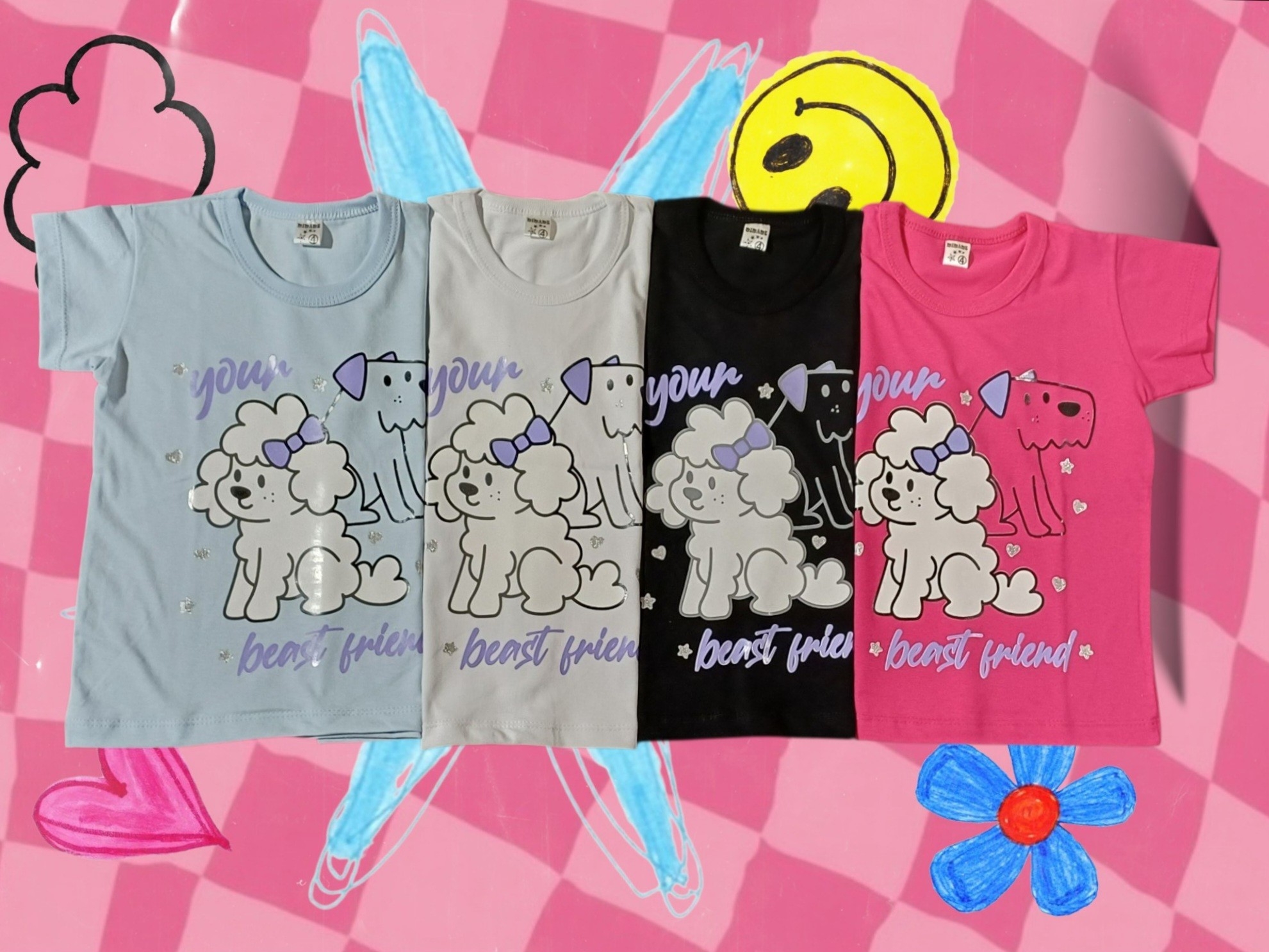 Remeras Manga Corta Stitch, Caniche y Kitty - Imagen 3
