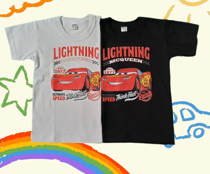 Remeras de Algodon Bluey, Cars y Toystory