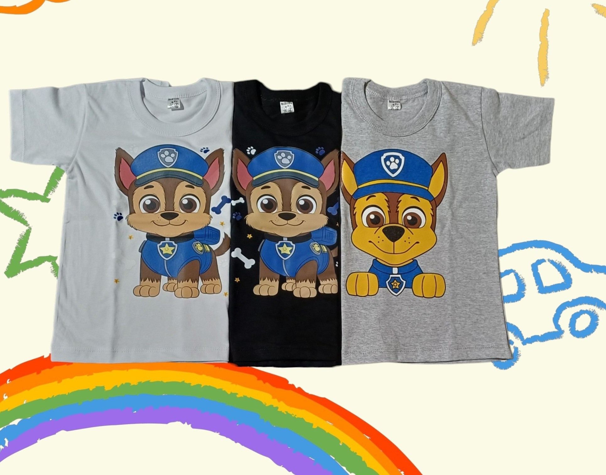 Remeras Manga Corta Paw Patrol y Dinosaurio - Imagen 2