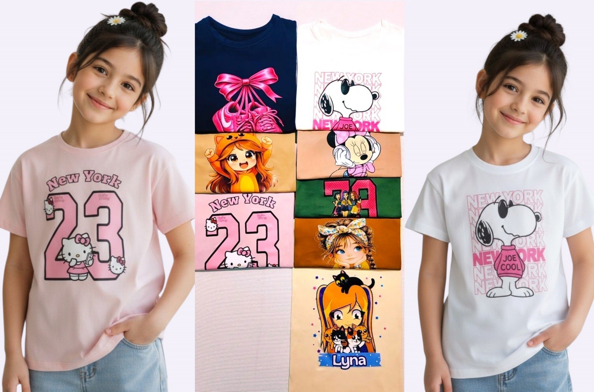 Remera de Nena en Tela Modal Soft Varios Dibujos - Imagen 2