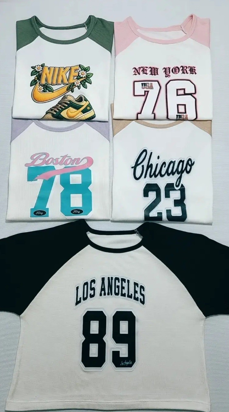 Remera Crop Combinada en Tela Wafle de Dama Talle Único Abarca un Talle 3 - Imagen 3