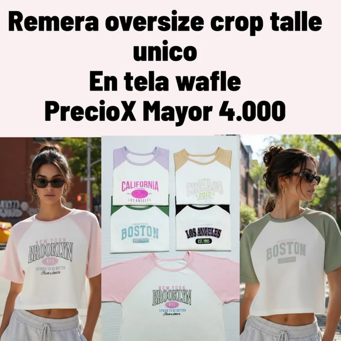Remera Crop de Dama Talle Único Crop Abarca un Talle 3