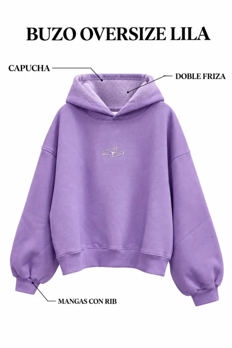 Buzo Oversize Lila Liquidacion Ultimas Unidades