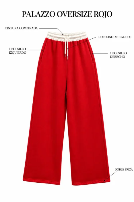 Palazzo Oversize Rojo