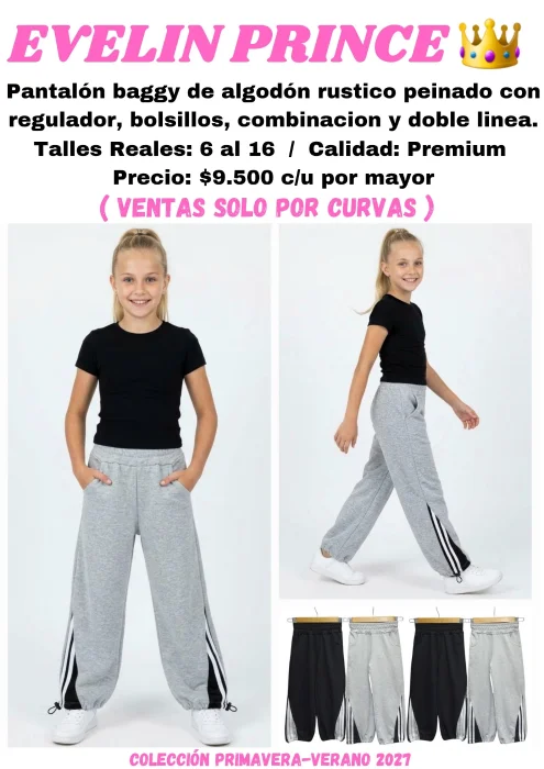 Pantalon Baggy con Regulador y Doble Linea