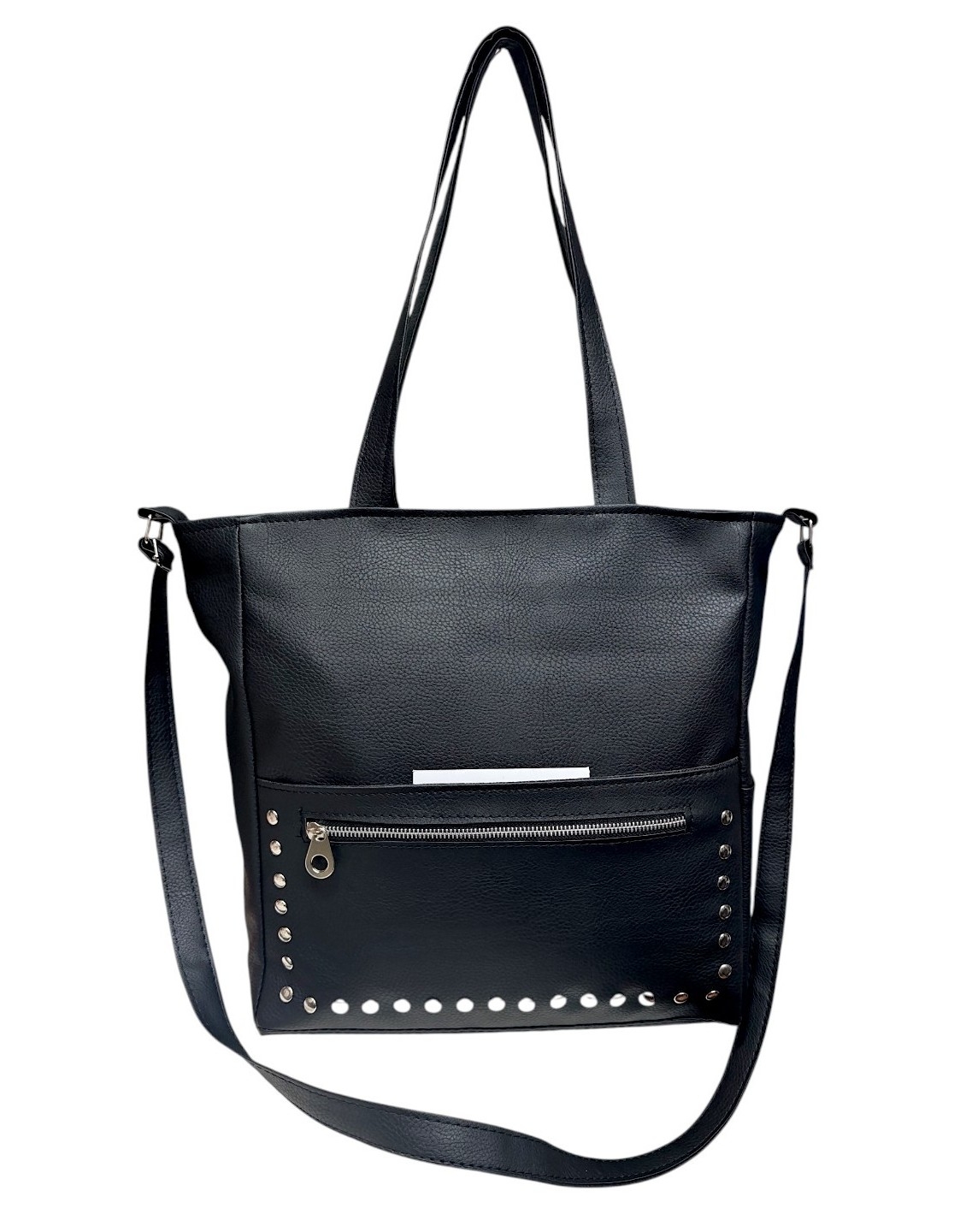 Bolso Cartera Tote Tachas C/ Tres Bolsillos y Forrada 33× 35× Prof 12 Cm Aprox - Imagen 1
