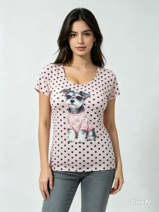 Remeras de Modal Viscosa con Lunares