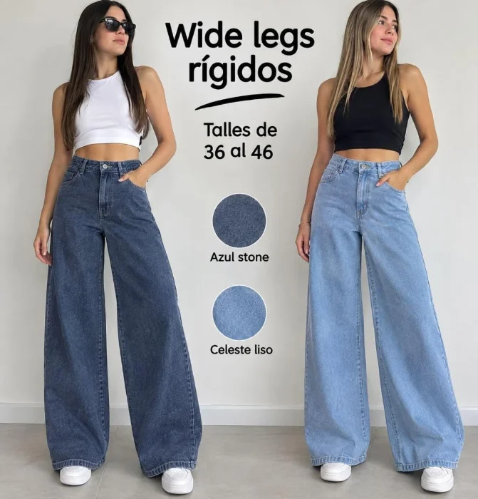 Jeans Wide Leg Rigidos