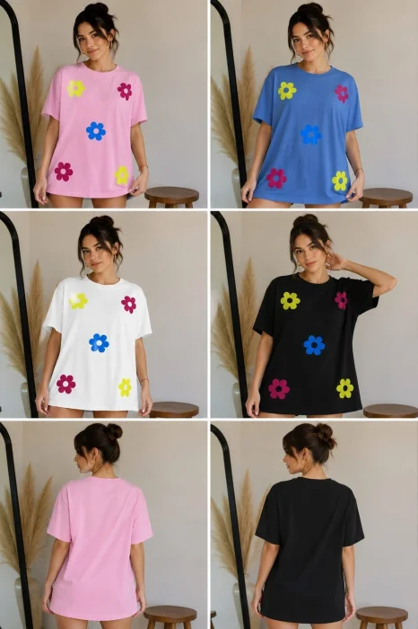 Remera Algodon Flor