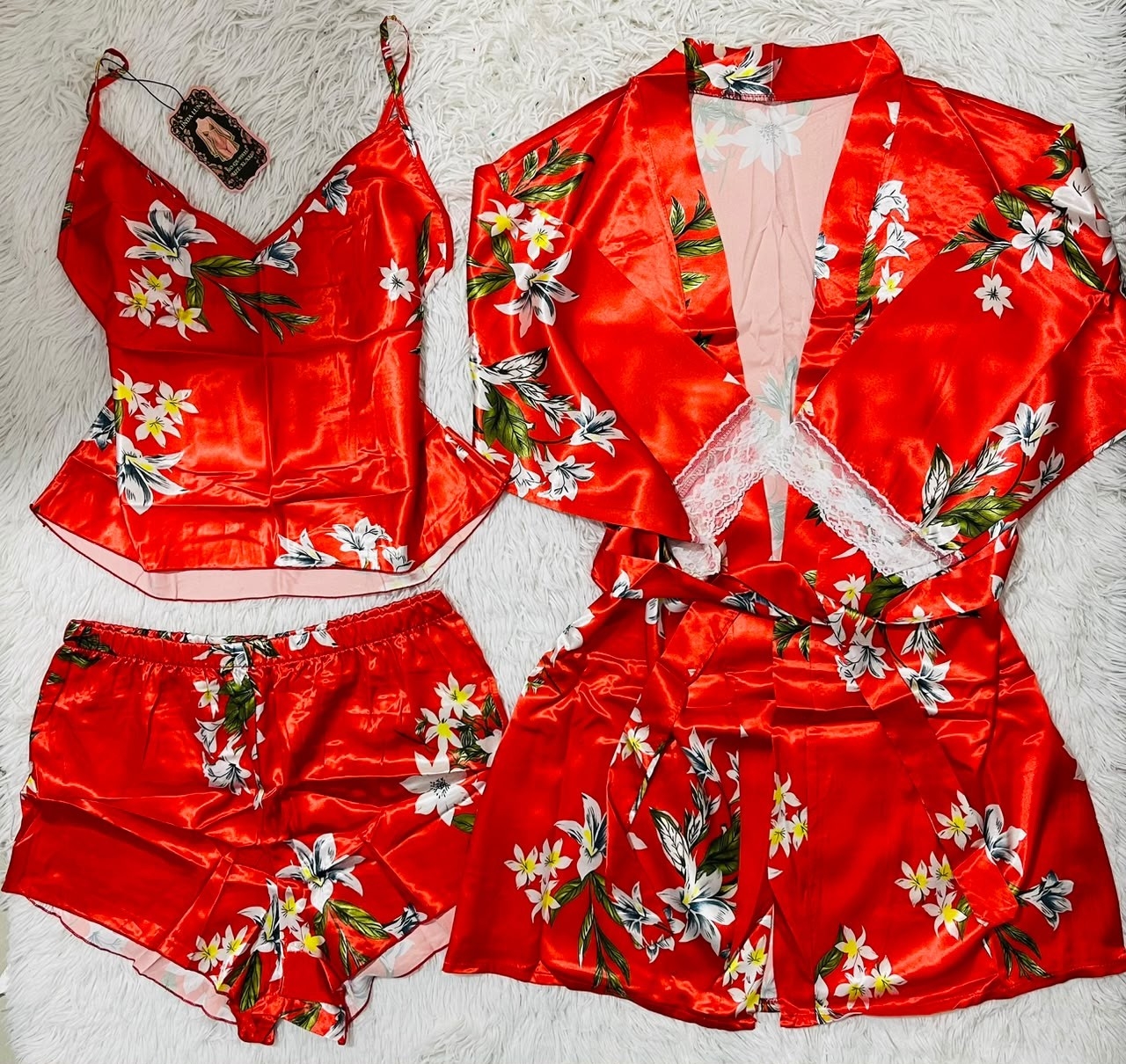 Pijamas de 3 Piezas Satén - Imagen 3