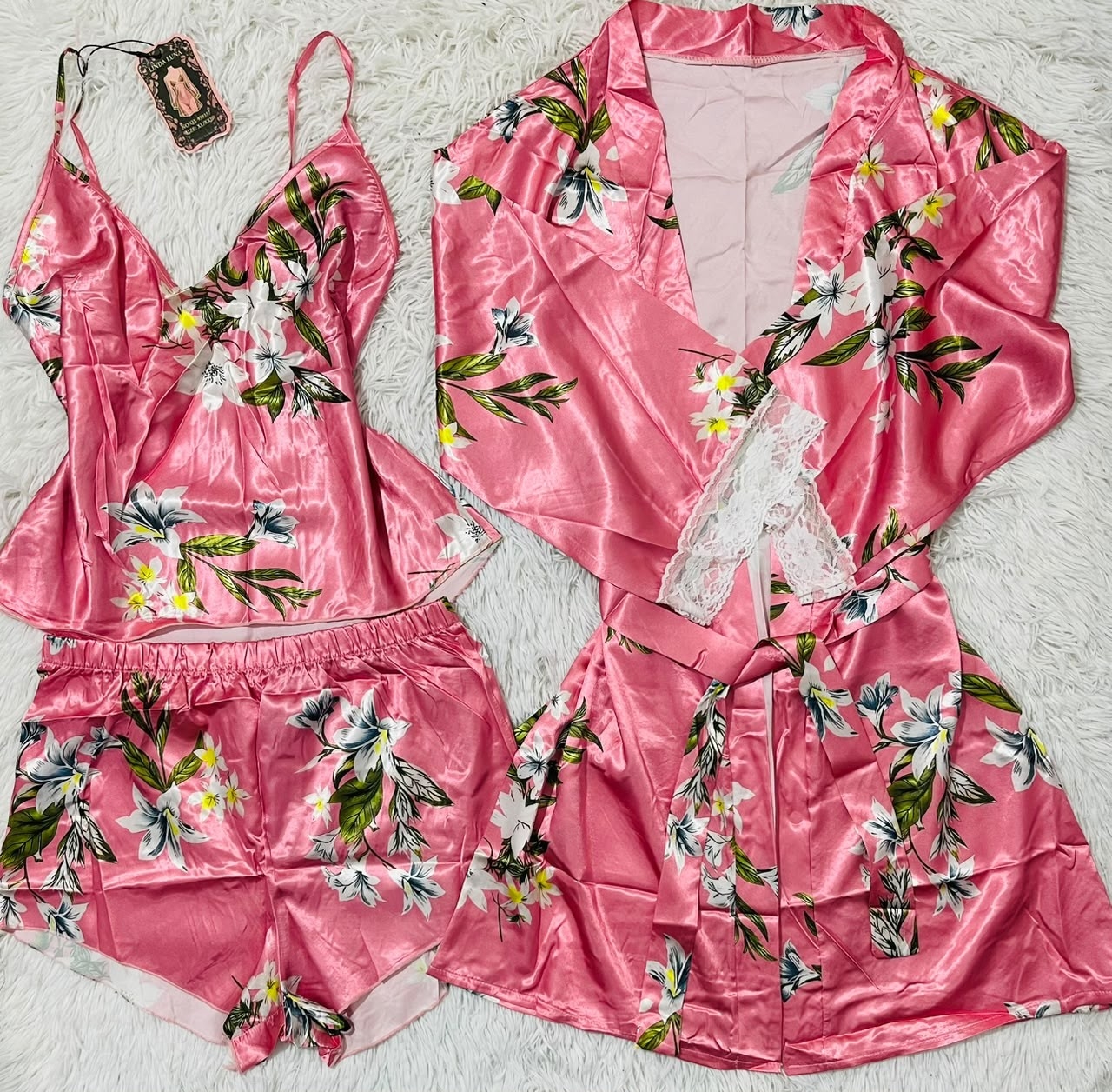Pijamas de 3 Piezas Satén - Imagen 4