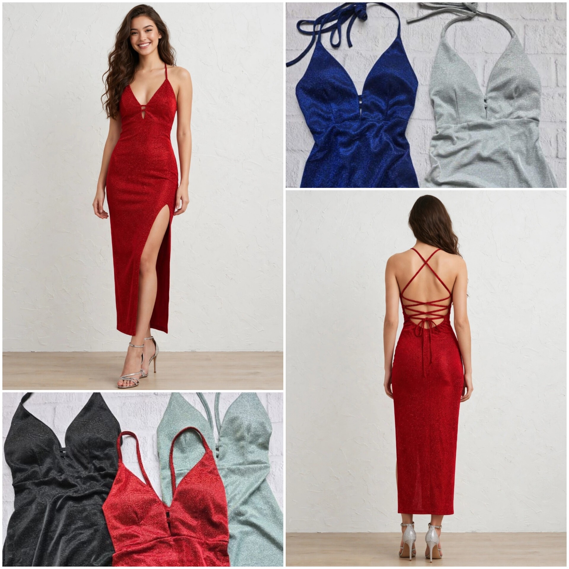 Vestido Glitter Espalda Regulable - Imagen 2
