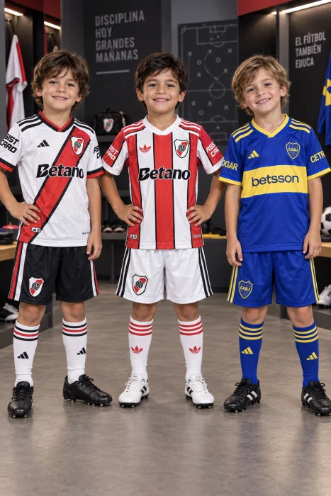 Conjunto River y Boca Niños  Ser de Poliéster Logo Bordado