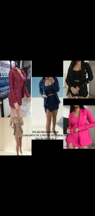Conjunto de 3 Piezas Pollera + Pollera + Blazer de Bengalina Elástizada Talles 2 al 6