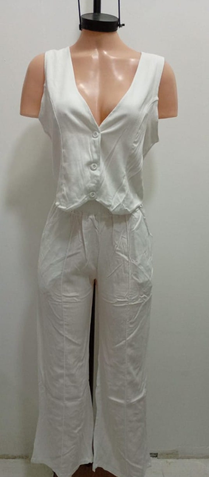 Conjunto Palazo y Chaleco de Lino Premium con Spandex para Dama Talles del 2 al 6 - Imagen 3
