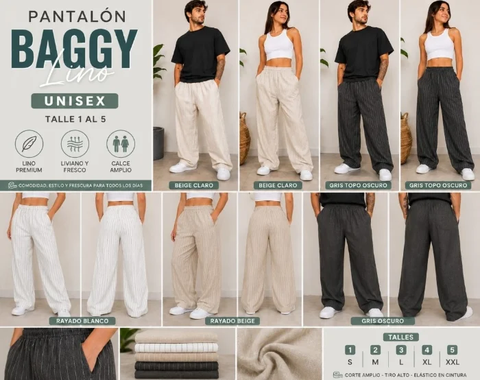 Pantalon Baggy de Lino Unisex