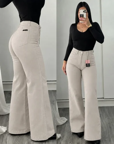Jeans Wide Leg Ceniza