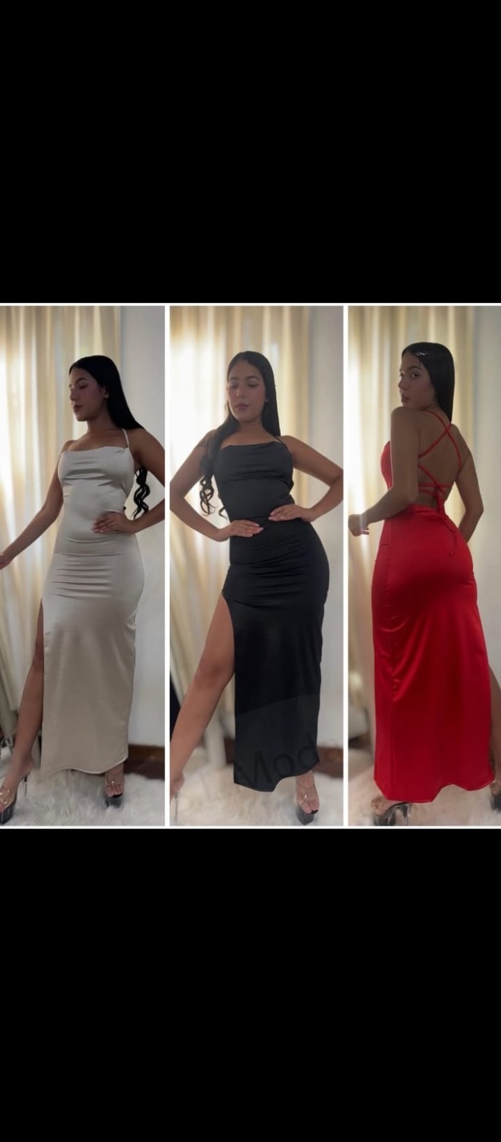 Vestidos Largo de Saten con Tajo Talles 2 y 4 - Imagen 1