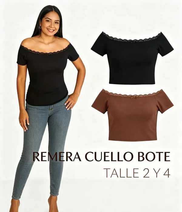 Remeras Cuello Bote Talle 2 y 4