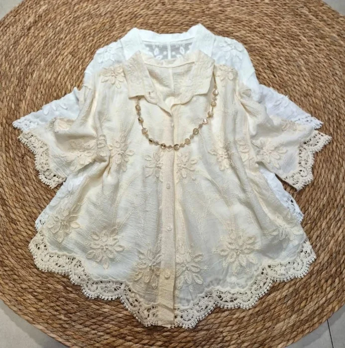 L012, Camisa Crochet Flor Imp