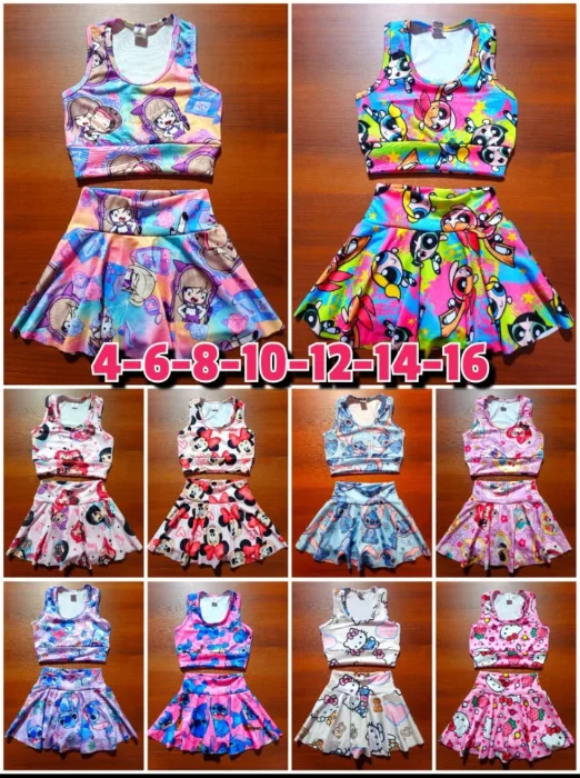 Conjuntos de Shorts Pollera y Top Sublimado