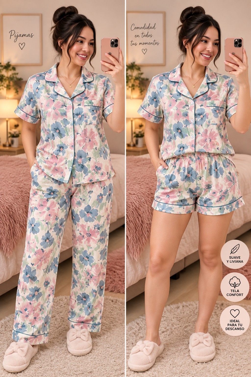 Pijamas 3 Piezas Importados Lino - Imagen 5