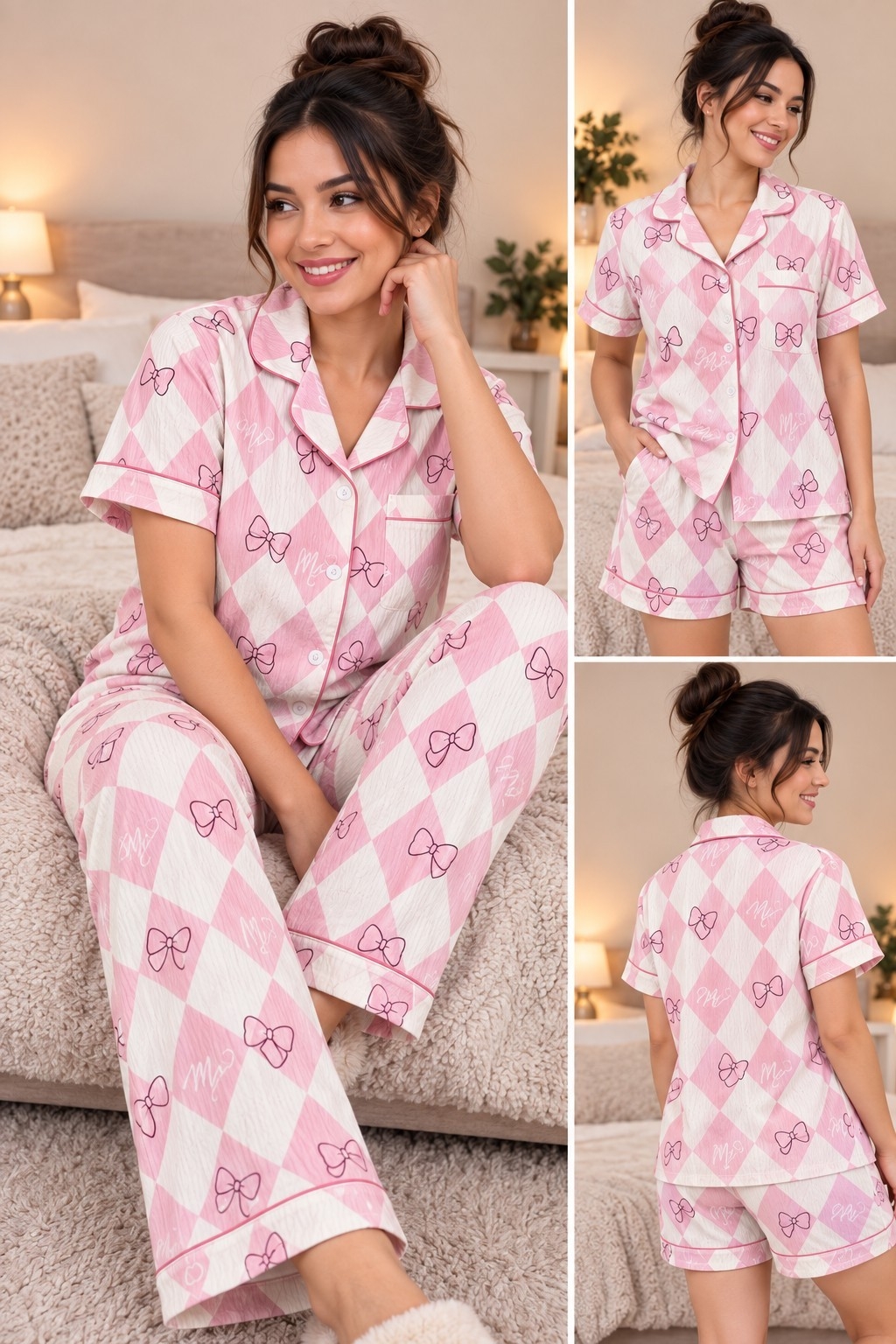 Pijamas 3 Piezas Importados Lino - Imagen 7